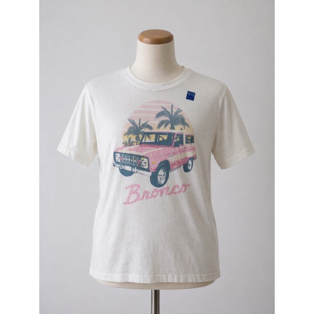CATO Official Ford Bronco Retro Print Women's Cream Sleeve T Shirt Size Medium